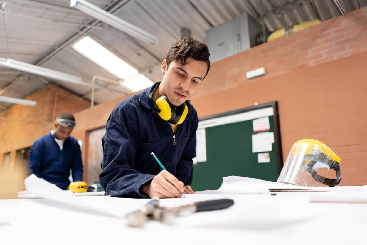 Entry-level construction professionals learning new building and construction skills